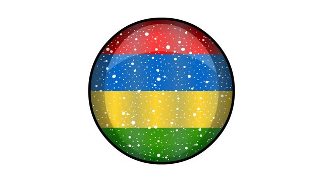 Animated Mauritius flag cartoon illustration with glitter animation