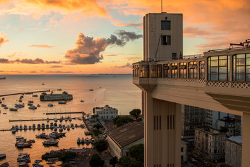 Beautiful sunset view at the Lacerda Elevator in Salvador, Bahia. © Gustavo