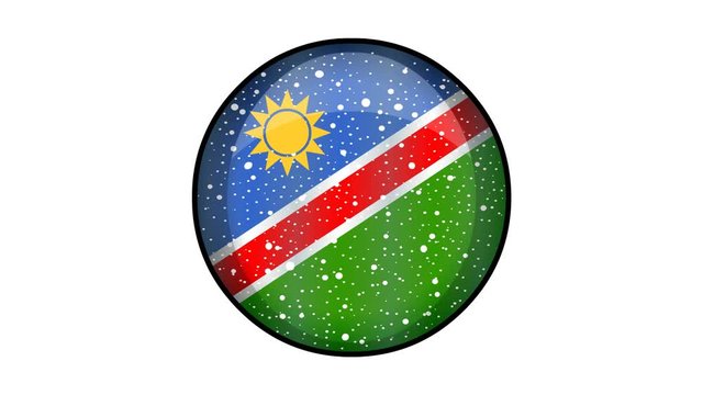Animated Namibia flag cartoon illustration with glitter animation