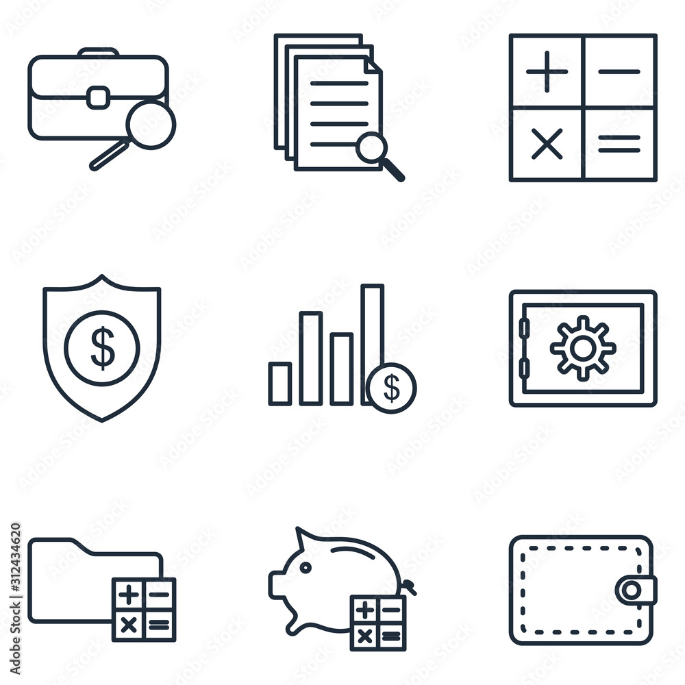 Poster accounting set icon template color editable. accounting finance pack symbol vector sign isolated on 