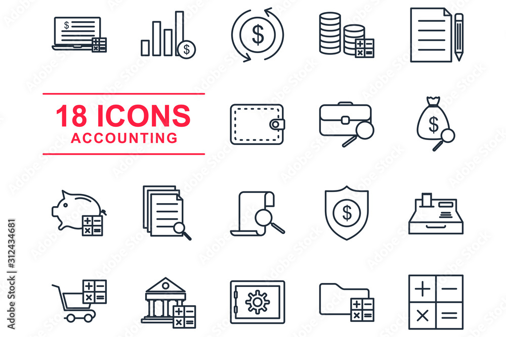 Aufkleber accounting set icon template color editable. accounting finance pack symbol vector sign isolated on 