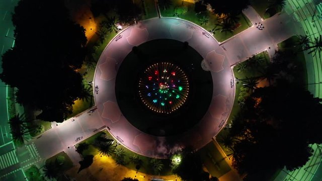 Aerial view of the Plaza Circular fountain, Murcia. Spain