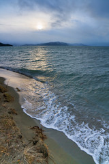 Beach before the storm in evening light