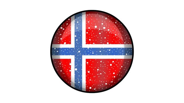 Animated Norway flag cartoon illustration with glitter animation