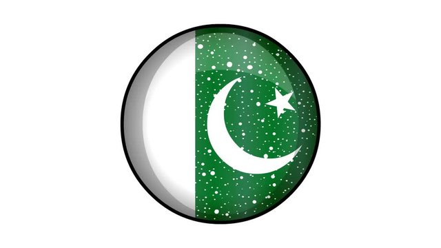 Animated Pakistan flag cartoon illustration with glitter animation