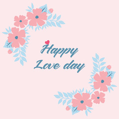 Antique Shape of happy love day greeting card, with cute leaf and flower frame. Vector