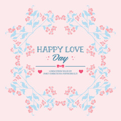 Fototapeta na wymiar Antique Shape of happy love day greeting card, with cute leaf and flower frame. Vector