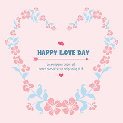 Elegant Decorative of leaf and flower frame, for unique happy love day greeting card wallpaper design. Vector