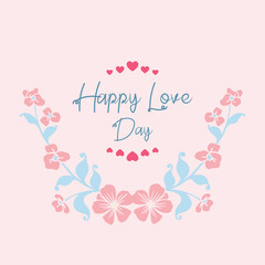 Elegant Decorative of leaf and flower frame, for unique happy love day greeting card wallpaper design. Vector