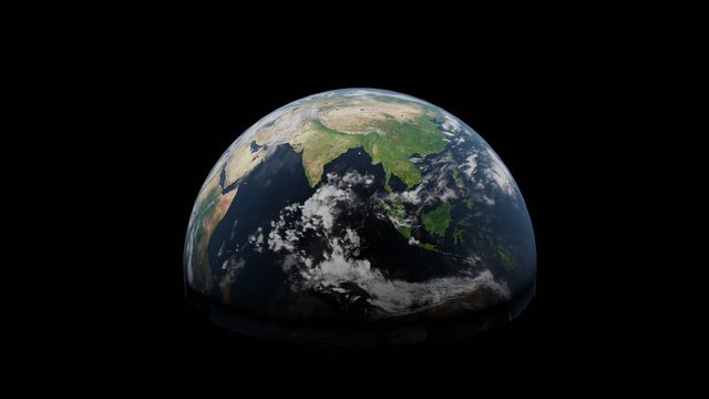Earth rendered in 3D on isolated black background