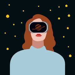 Three dz stereo glasses vector illustration woman