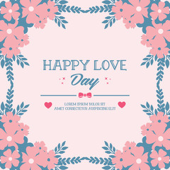 Beautiful leaf and wreath frame decor, for happy love day greeting romantic card design. Vector