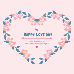 Antique Pattern shape of leaf and floral frame, with elegant pink background, for happy love day greeting card design. Vector