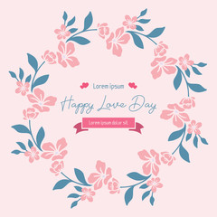 Leaf and flower seamless design frame, for unique happy love day greeting card design. Vector