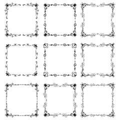 Obraz premium Ornate frames and scroll elements Classic wedding frame Free Vector.Wedding