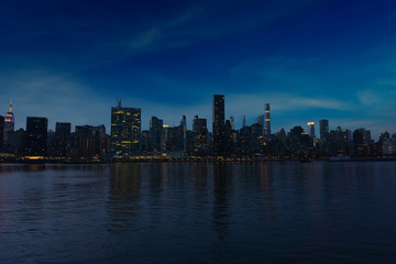 Manhattan Skyline at night in New York City