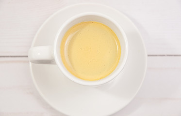 Neapolitan coffee. Cup of hot black coffee on white background