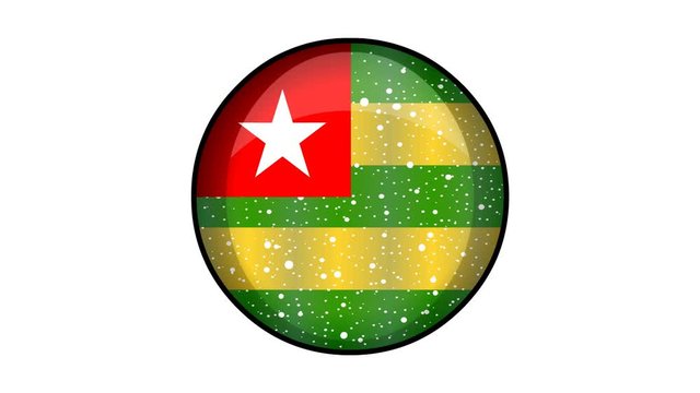 Animated Togo flag cartoon illustration with glitter animation