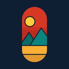 simple logo badge mountain design, for t-shirt prints, patches, emblems, posters, badges and labels and other uses
