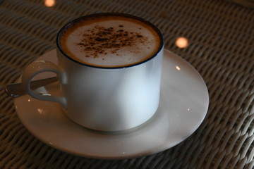 hot cappuccino coffee drink in the morning day