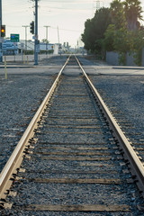 Fototapeta na wymiar railroad tracks in an alley