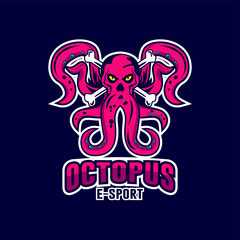 Octopus sport mascot logo design vector illustration