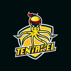 Octopus sport mascot logo design vector illustration