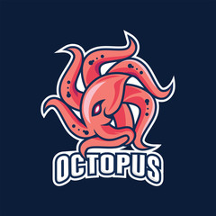 Octopus sport mascot logo design vector illustration