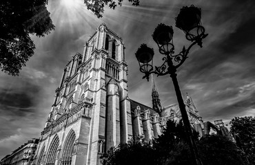 Notre-Dame Cathedral in Paris France Black and White Photography