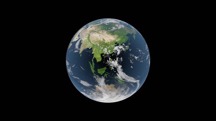 Planet Earth Sphere Rendered in 3D on Isolated Black Background