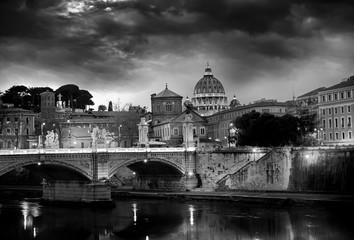 Fototapeta premium St. Peter's cathedral in Rome, Italy Black and White Photography