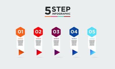 5 step infographic element. Business concept with five options and number, steps or processes. data visualization. Vector illustration.