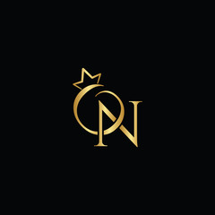 Gold creative letter N logo design template vector EPS