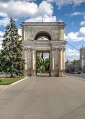 Fototapeta na wymiar Triumphal arch in Chisinau, Moldova