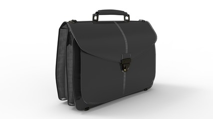 3d rendering of a leather suitcase isolated in a studio background