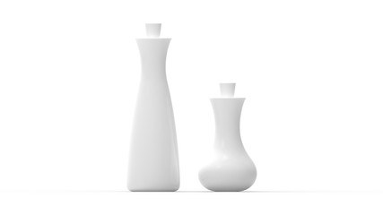 3d rendering of two vinegar bottles isolated in white studio background