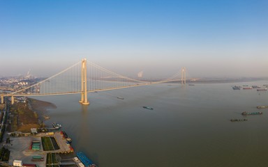 Fototapeta na wymiar Panorama of the Fourth Nanjing Yangtze River Bridge