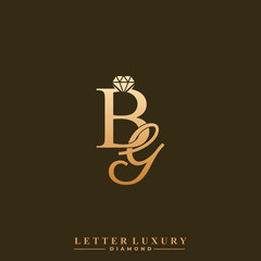 Initial Letter Luxury BG with diamond. Diamond Icon in Flat Style Logo.