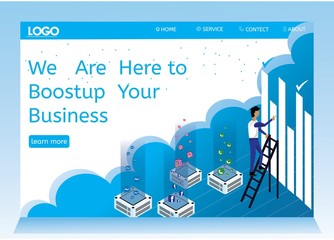 Landing page template of Boost your business.Can use for web banner, info graphics, landing page, web template. Vector illustration