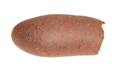 Homemade rye bread made from whole grain flour, rye flour on a white background