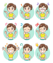 ダイエット 健康 女性 インストラクター イラスト素材