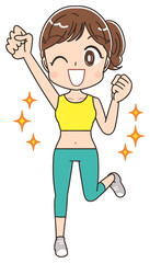 ダイエット 健康 女性 インストラクター イラスト素材