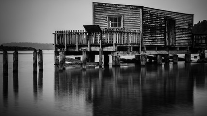 Okarito, New Zealand - Boatshed on the lagoon