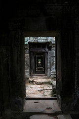 Old angkor temple Cambodia doorway
