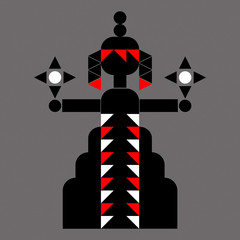 Pagan female character with lamps