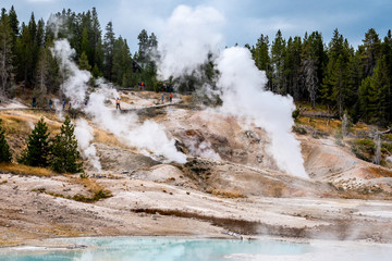 Norris geyser basin and the landscape nature in Yellowstone national park in Wyoming , United...