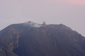 Fascinating eruptions of vulcano Stromboli, Sicily, Italy