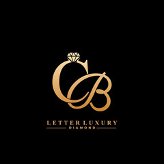 Initial Letter Luxury CB with diamond. Diamond Icon in Flat Style Logo. - obrazy, fototapety, plakaty