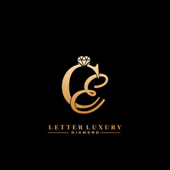 Initial Letter Luxury CE with diamond. Diamond Icon in Flat Style Logo.