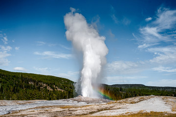 Old Faithful Geyser  and the landscape nature in Yellowstone national park in Wyoming , United...